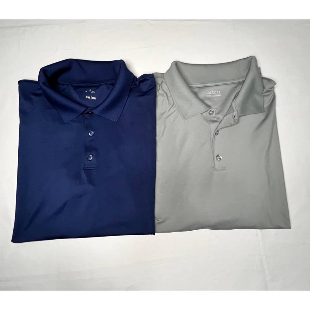 Golf Shirts Lot of 2 BCG Golf Collar Short Sleeve Shirt Gray & Blue Both Men 2XL
